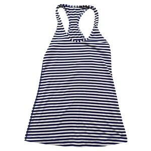 Lululemon Tank Top Women's 2 Blue White Striped Cool Racerback Activewear Yoga
